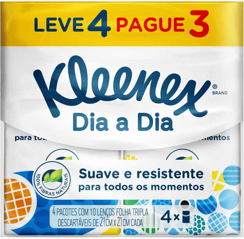 lenco-de-papel-folha-tripla-suave-kleenex-dia-a-dia-21cm-x-21cm-pacote-leve-4-pague-3-unidades-de-10-lencos-cada