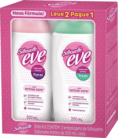 Kit Sabonete Floral + Fresh Líquido Íntimo Silhouette Eve 200ml Cada Leve 2 Pague 1 Unidade