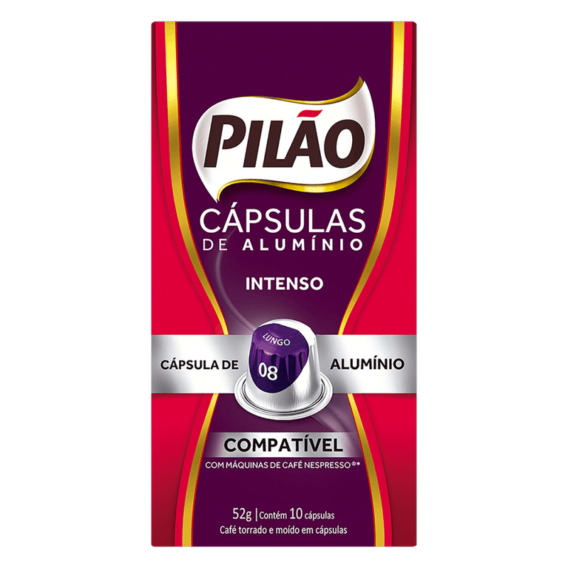 Cafe-em-Capsula-de-Aluminio-Torrado-e-Moido-Lungo-Intenso-Pilao-Caixa-52g-10-Unidades