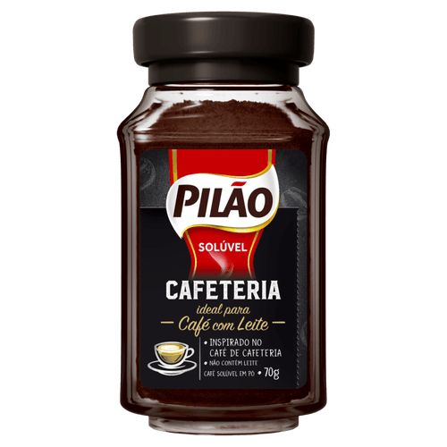 Café Solúvel em Pó Pilão Cafeteria Vidro 70g