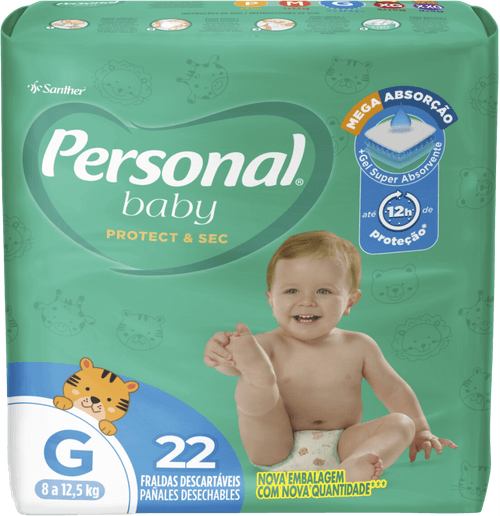 Fralda Descartável Personal Baby Protect & Sec G 22 Unidades