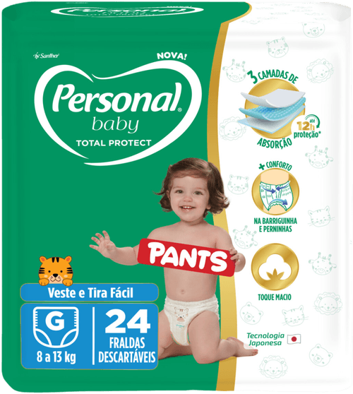 Fralda Descartável Infantil Pants Personal Baby Total Protect G Pacote 24 Unidades