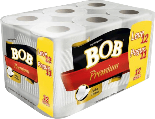 Papel Higienico Folha dupla Bob premium Leve 12 Pague 11 Neutro 30m