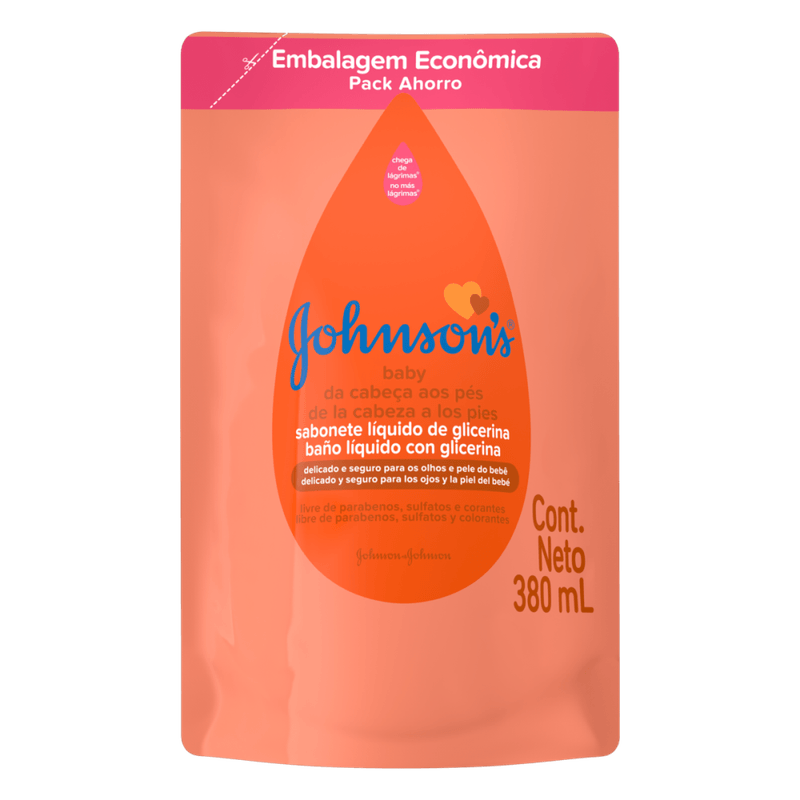 Sabonete-Liquido-de-Glicerina-da-Cabeca-aos-Pes-Johnson-s-Baby-Sache-380ml-Embalagem-Economica