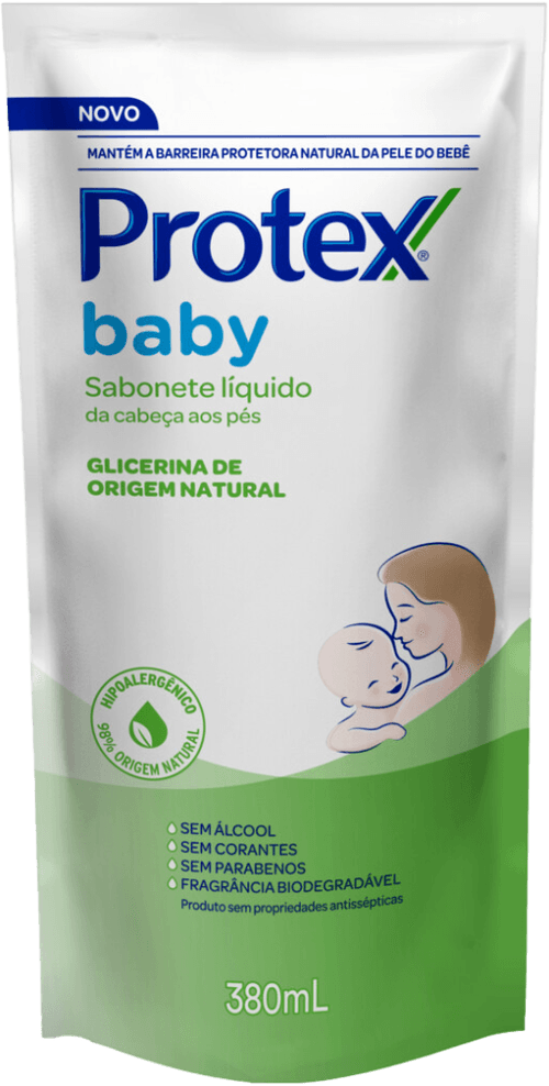 Sabonete Líquido da Cabeça aos Pés de Glicerina Protex Baby Sachê 380ml Refil