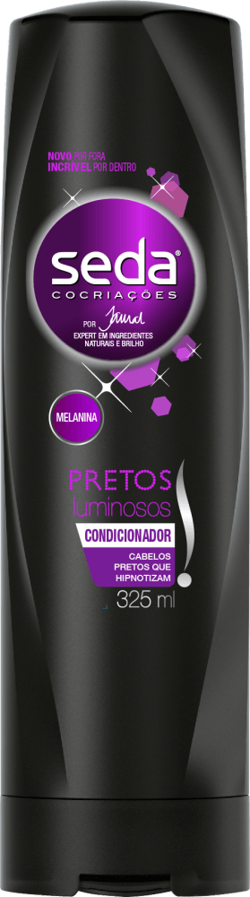 Condicionador com Vitamina E, Óleo de Semente de Chia e Melanina Seda Pretos Luminosos Frasco 325ml