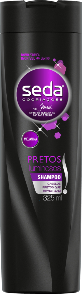 Shampoo com Vitamina E, Óleo de Semente de Chia e Melanina Seda Pretos Luminosos Frasco 325ml