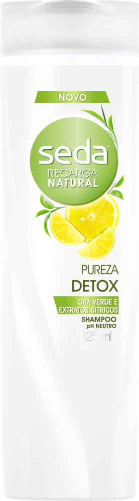 Shampoo Chá Verde e Cítricos Purificação e Detox Seda Joias da Natureza Frasco 325ml
