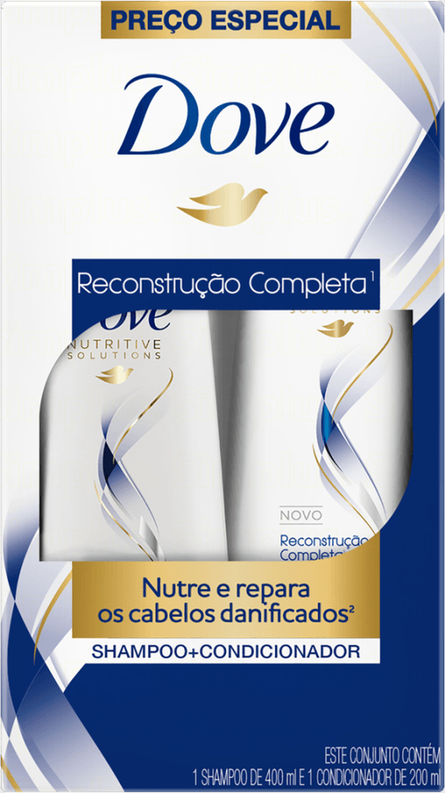 Kit Shampoo 400ml + Condicionador 200ml Dove Reconstrução Completa Preço Especial