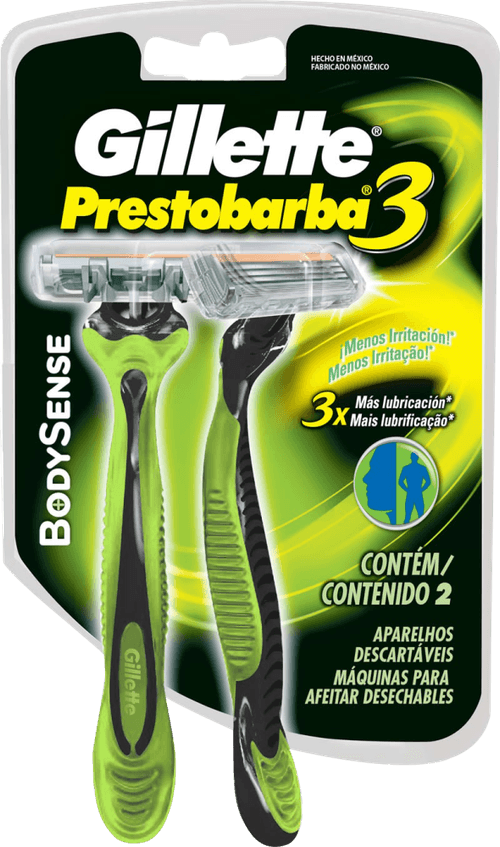 Aparelho Descartável para Barbear Gillette Prestobarba3 Body Sense 2 Unidades