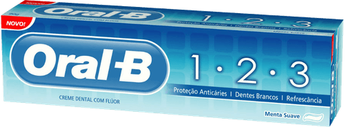 Creme Dental Anticárie com Flúor Menta Suave Oral-B 1-2-3 Caixa 70g