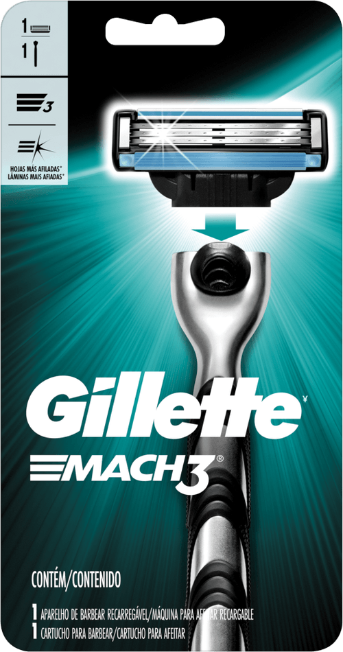 Aparelho Recarregável e Carga para Barbear Gillette Mach3