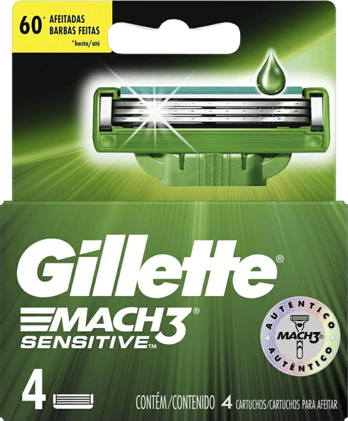 Carga de Aparelho para Barbear Gillette Mach3 Sensitive 4 Unidades