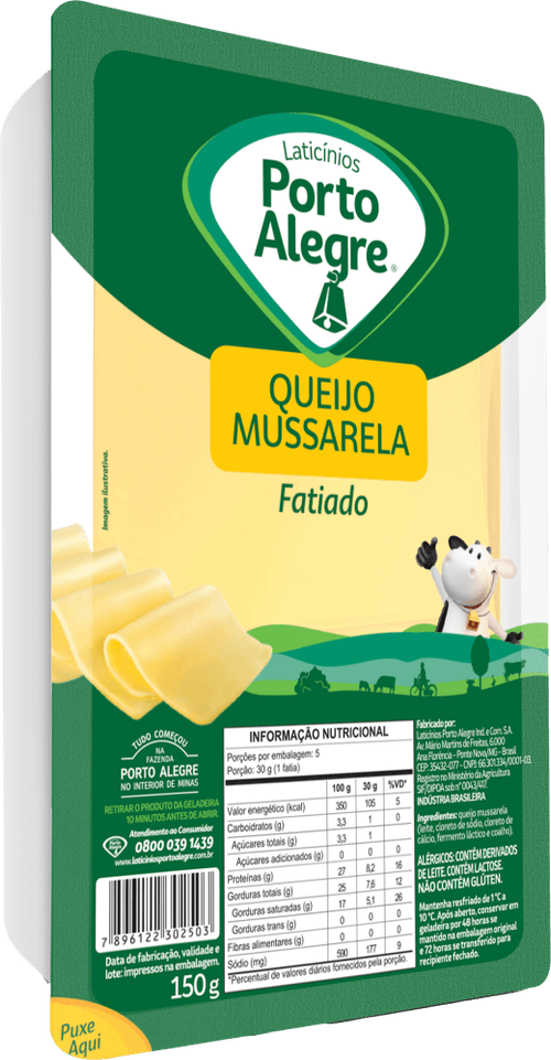 Queijo Mussarela Fatiada Tradicional Porto Alegre 150g