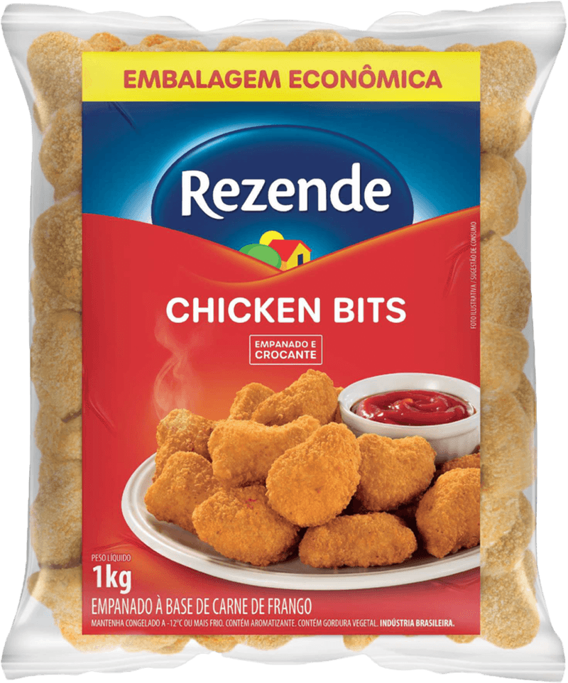 Empanado-a-Base-de-Carne-de-Frango-Crocante-Rezende-Chicken-Bits-Pacote-1kg-Embalagem-Economica