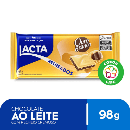 Chocolate Lacta Recheado Ouro Branco 98g