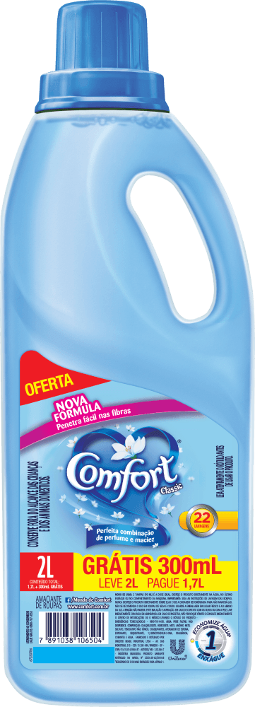 Amaciante Diluído Comfort Azul  Leve 2L Pague 1,7L