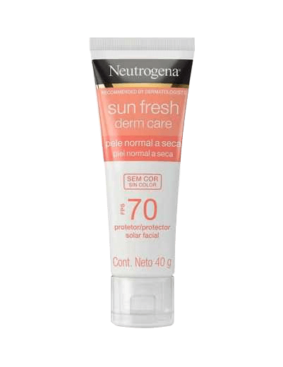 Protetor Solar Facial Neutrogena Sun Fresh Derm Care Dry Sem Cor FPS70 Pele Normal a Seca 40g