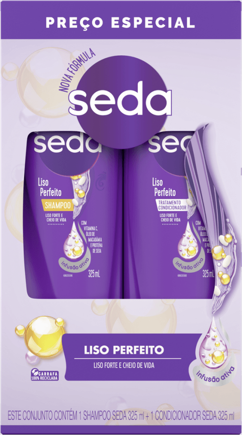 Kit Shampoo + Condicionador Seda Liso Perfeito 325ml Cada Preço Especial