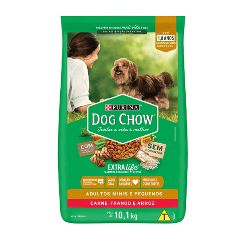 Ração NESTLÉ PURINA DOG CHOW EXTRALIFE Adultos Minis e Pequenos Carne, Frango e Arroz 10,1kg