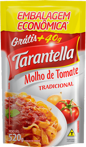 Molho de Tomate Tradicional Tarantella Sachê 520g Embalagem Econômica Leve Mais Pague Menos