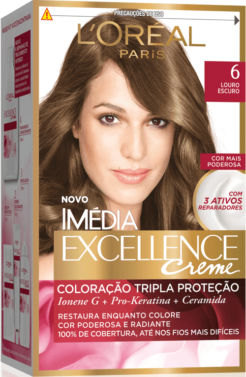 Coloração Permanente Imédia Excellence De L'Oréal Paris 6.0 Louro Escuro