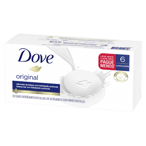 sabonete em barra original dove envoltório 6 unidades de 90g cada leve mais pague menos