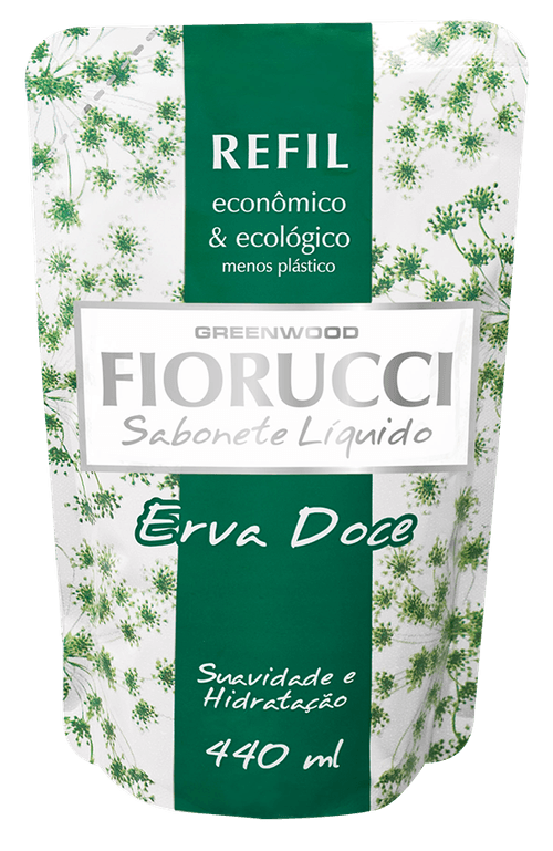 Sabonete Líquido Erva-Doce Fiorucci Sachê 440ml Refil Econômico & Ecológico