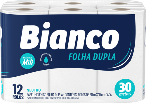 Papel Higiênico Folha Dupla Bianco Leve 12 Rolos