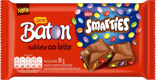 Chocolate Ao Leite Smarties Garoto Baton Pacote 90g