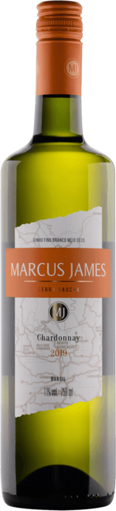 Vinho Brasileiro Branco Meio Seco Marcus James Chardonnay Serra Gaúcha Garrafa 750ml