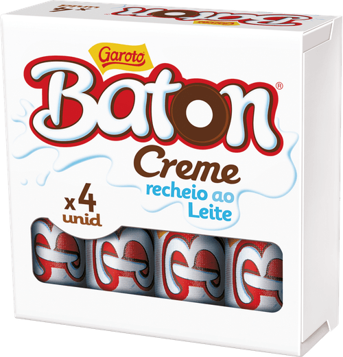 Chocolate Creme Com Recheio Ao Leite Garoto Baton Caixa 64g 4 Unidades