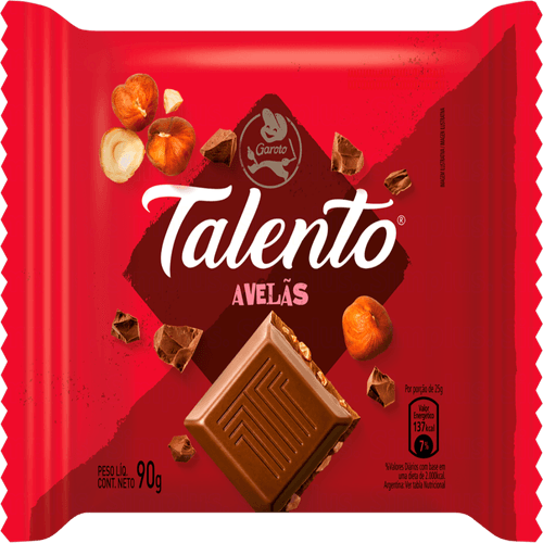 Chocolate GAROTO TALENTO ao Leite com Avelãs 90g