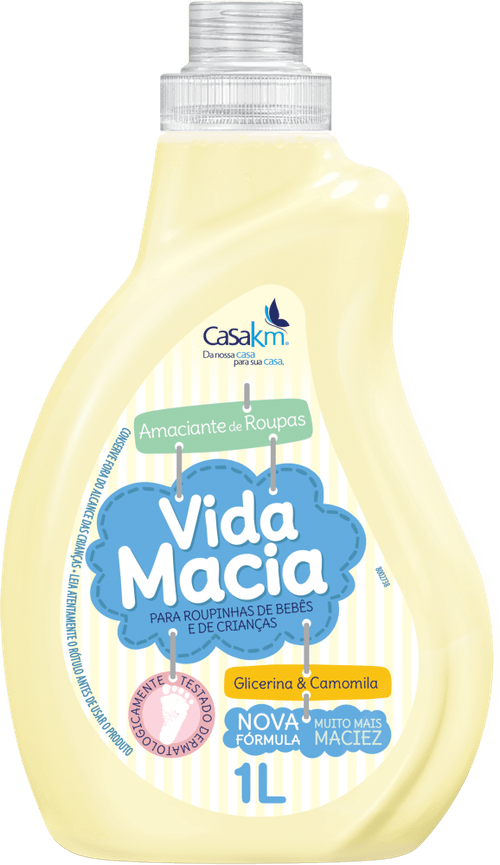 Amaciante de Roupa Glicerina & Camomila Vida Macia Frasco 1l