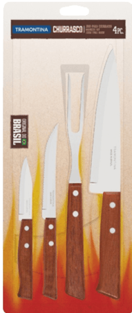 Conjunto Tramontina Inox 3 Facas + 1 Garfo Para Churrasco