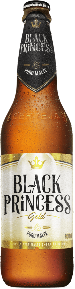Cerveja American Lager Puro Malte Gold Black Princess Premium Garrafa 600ml