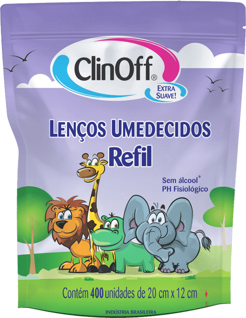 Lenços Umedecidos Clin Off Extra Suave Refil com 400 Unidades