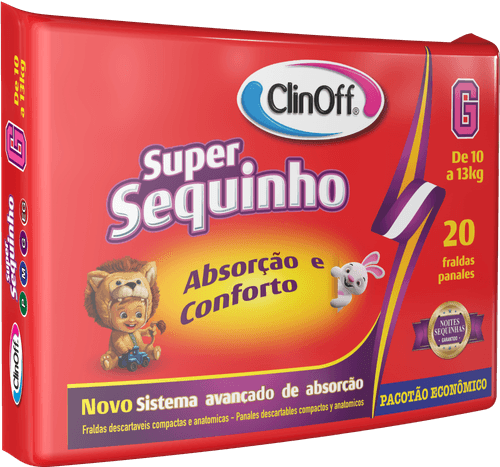 Fralda Infantil Clin Off Super Sequinho G Pacote Econômico com 20 Tiras