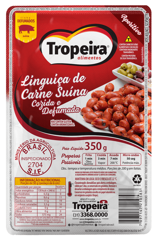 Linguiça Suína Defumada Aperitivo Tropeira com 350 g