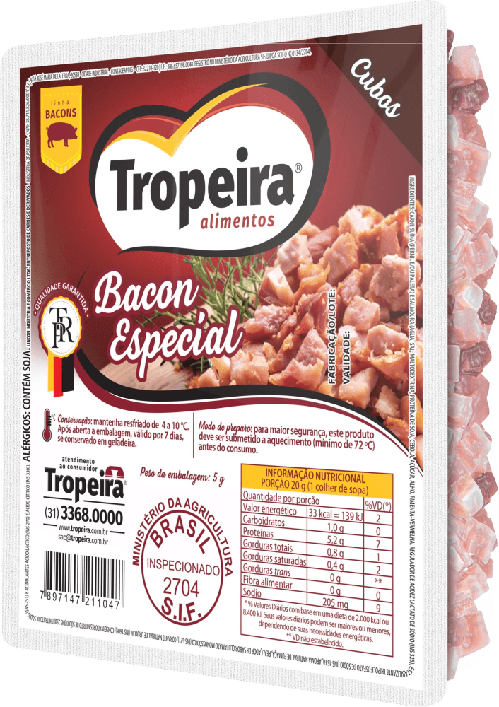 BACON TROPEIRA CUBOS 200G