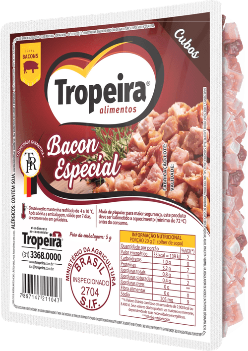 Bacon Tropeira em Cubos 200g