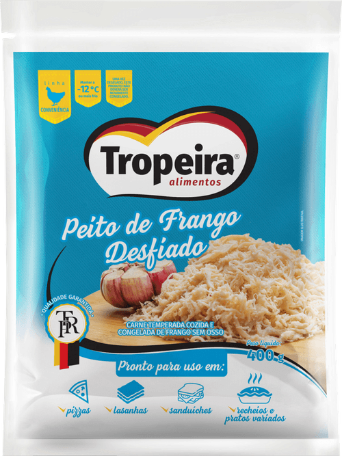 Filé de Peito de Frango Tropeira  Desfiado Temperado Congelado 400 g