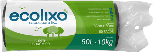 Saco de Lixo Ecolixo 50 Litros 50 Unidades