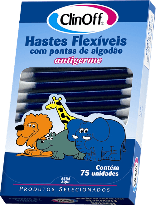 Hastes Flexíveis Clin Off Antigerme Caixa 75 Unidades