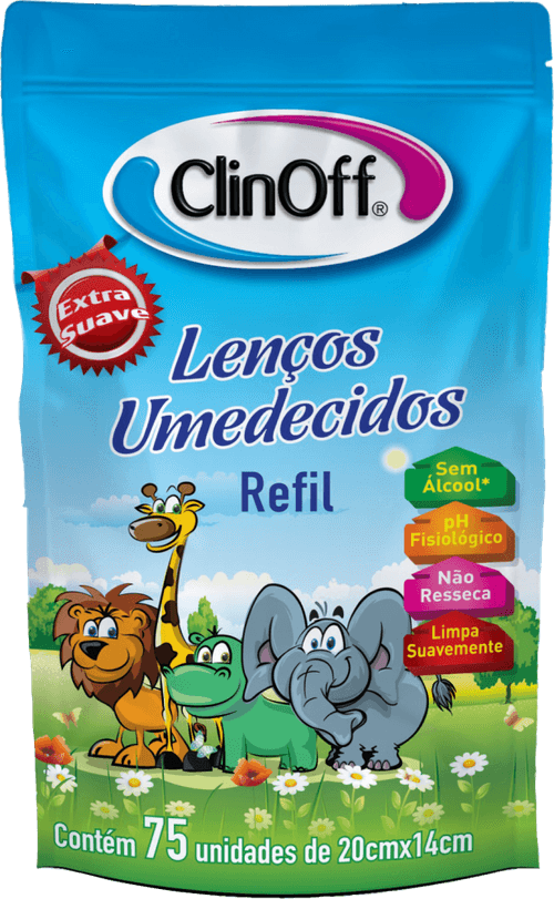 Lenços Umedecidos Clin Off Extra Suave Refil com 75 Unidades