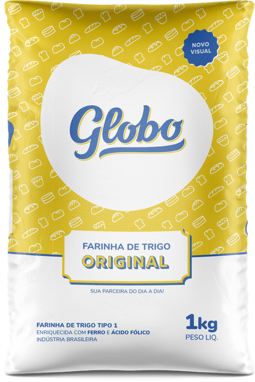 Farinha de Trigo Tipo 1 Original Enriquecida com Ferro e Ácido Fólico Globo Pacote 1kg