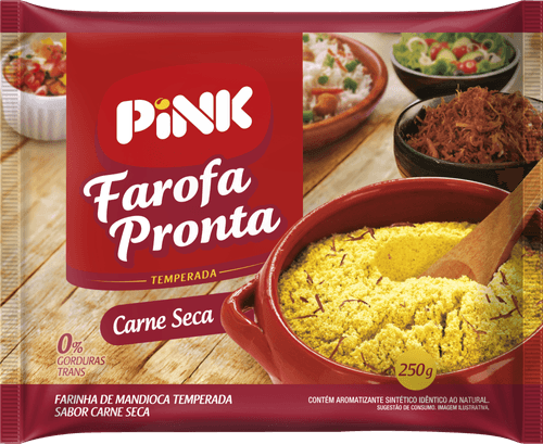 Farofa Pronta Pink Temperada Carne Seca  250 g