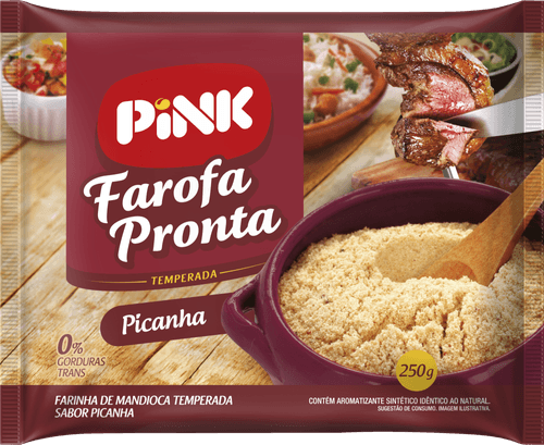 Farofa Pronta Pink de Mandioca Temperada Picanha  250 g