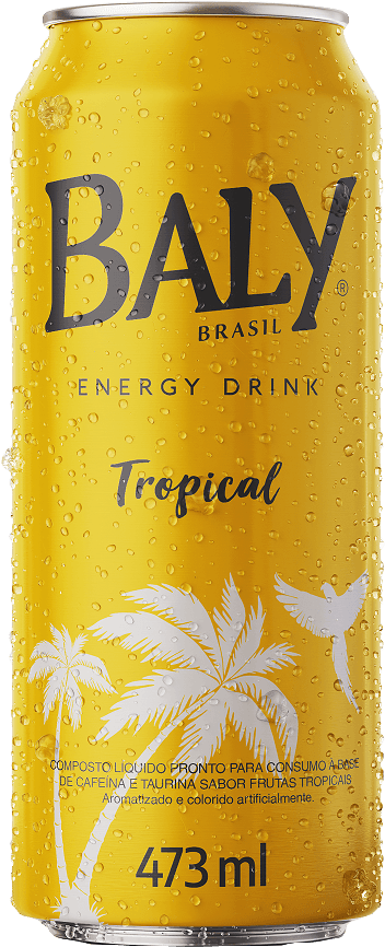 Composto Líquido Energético à Base de Cafeína e Taurina Tropical Frutas Tropicais Baly Lata 473ml