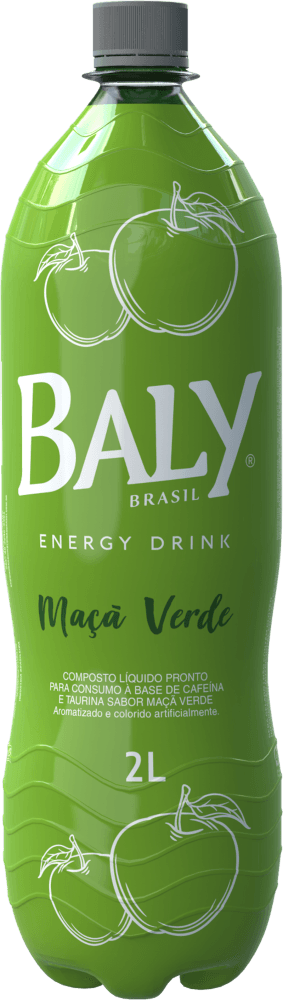 Composto Líquido Energético à Base de Cafeína e Taurina Maçã-Verde Baly Garrafa 2l